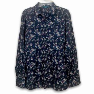 Men’s Perry Ellis Slim Fit Button Up | Long Sleeve | Abstract Pattern | Size L